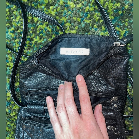 Kenneth Cole Reaction - Black Genuine Leather Crossbody Purse - Picture 4 of 5